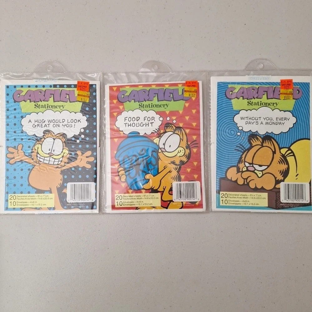 Vintage 1978 Mead Garfield Cat Stationary Sets Note Paper & Envelopes 3 Full Set